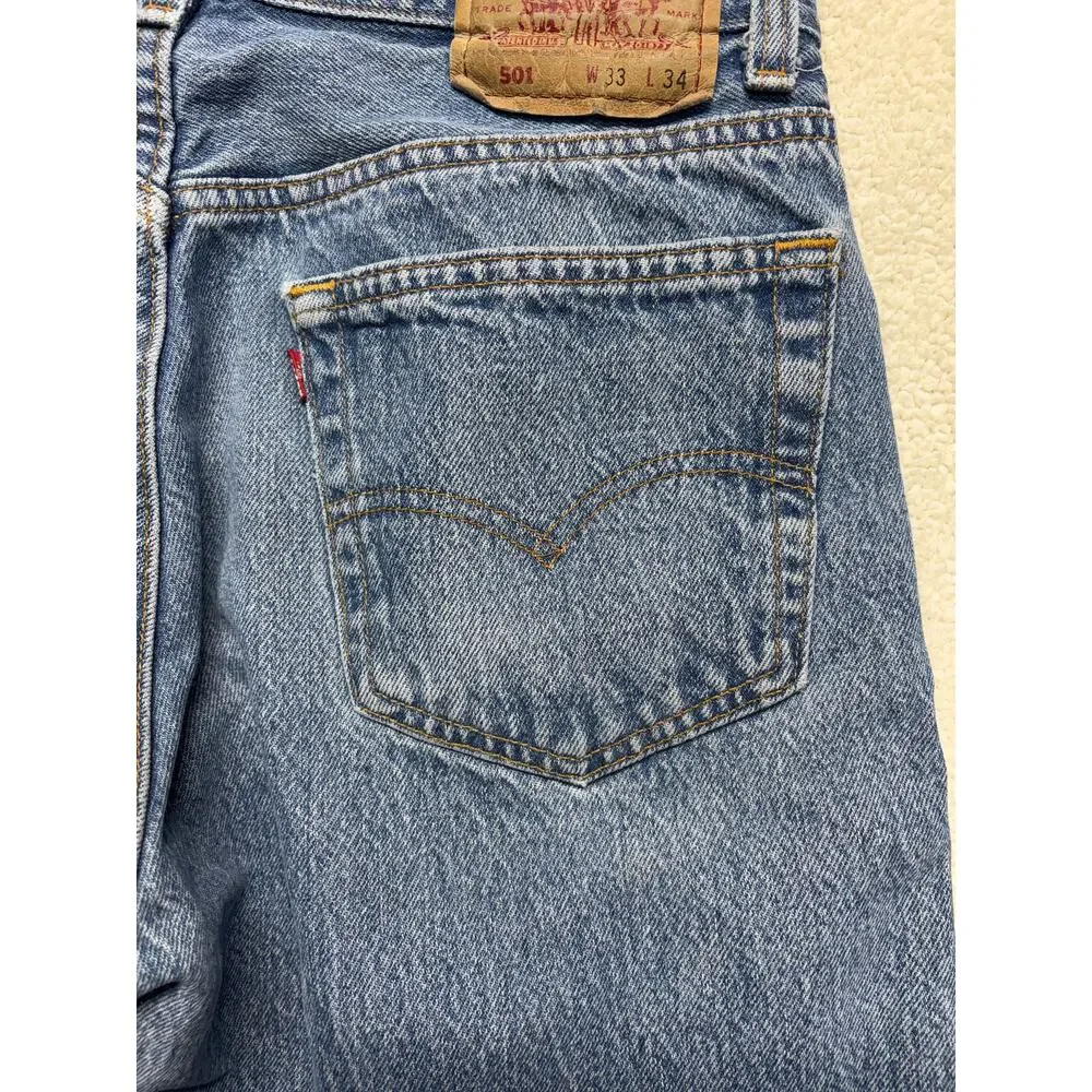 Vintage Levi's 501 Jeans 33x34 Men Straight Leg 501-0115 Made in USA 1991